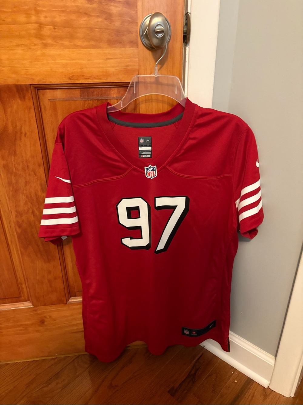 Nike Unisex Red 49ers NFL #97 Nick Bosa Jersey with White Accents